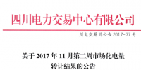 四川11月第二周市場(chǎng)化電量轉(zhuǎn)讓<font color=