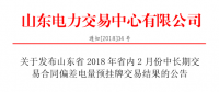 山東2018年省內(nèi)2月中長期交易合同偏差電量預(yù)掛牌交易：出清價(jià)為391元/兆瓦時(shí)