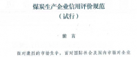 國家能源局同意試行《煤炭生產(chǎn)企業(yè)信用評價(jià)規(guī)范》的復(fù)函