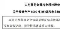 金雷風電：擬不超5.9億元 投建年產(chǎn)8000支MW級風電主軸鑄鍛件項目