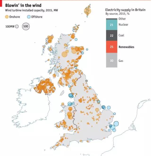 英國風(fēng)電地圖：近7000臺(tái)風(fēng)機(jī)、總裝機(jī)容量14吉瓦