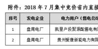 貴州電力交易中心2018年7月集中競價(jià)省內(nèi)直接交預(yù)成交情況的<font color=