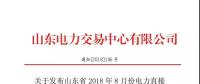 山東省2018年8月份電力直接交易（雙邊協(xié)商）結果