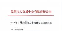 昆明電力交易中心發(fā)布了《2019年01月云南電力市場化交易信息披露》
